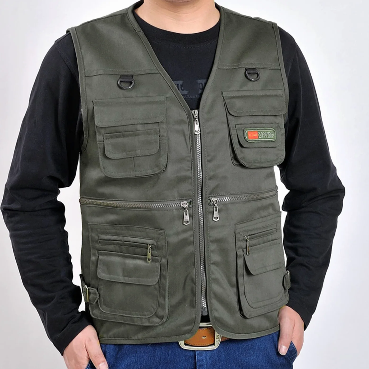 Gilet de pêche pour homme - Gilet d'extérieur multi-poches sans manches - Gilet de chasse pour homme avec de nombreuses poches - Veste softshell légère sans manches - Veste de loisirs - Veste