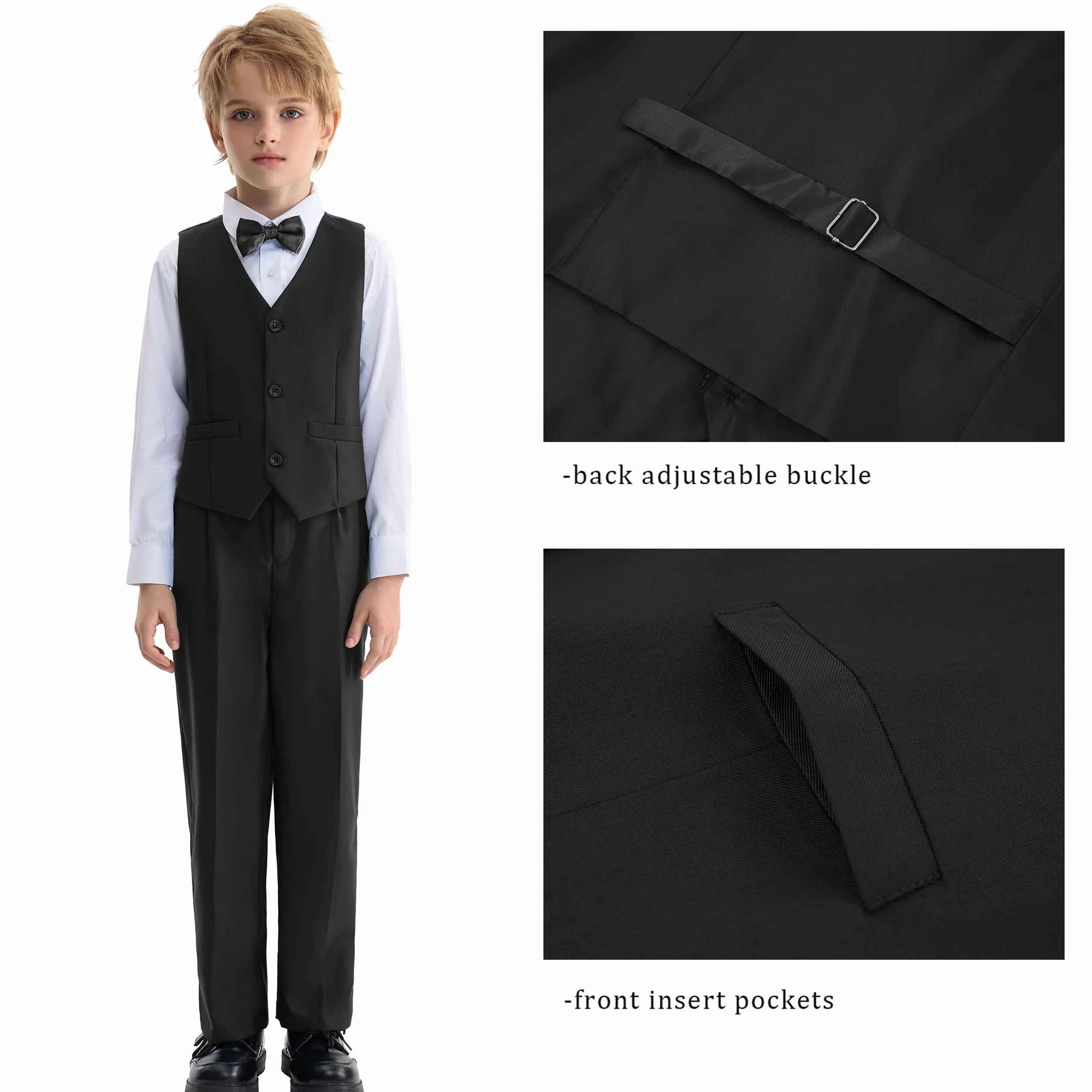 LOLANTA 5 pièces Smoking Garçon Enfant - Costume Cérémonie Mariage avec Noeud Papillon, Tenue de Soirée pour Garçon 2-14 Ans