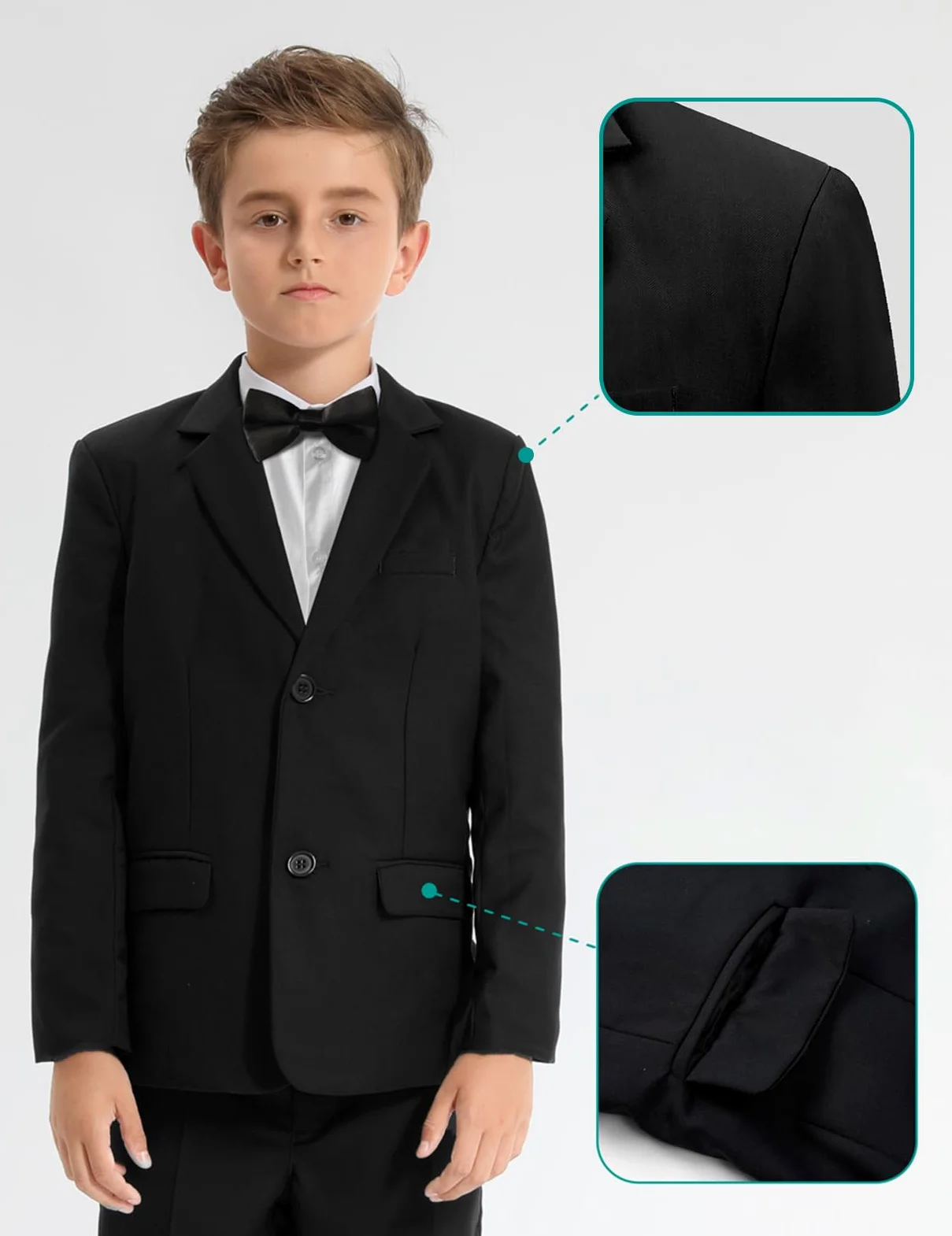mintgreen Garçons Blazer Costume 3pcs Enfants Page Garçon Ensembles de Tenues Tuexdo Blazer + Gilet + Pantalon 5-12 Ans