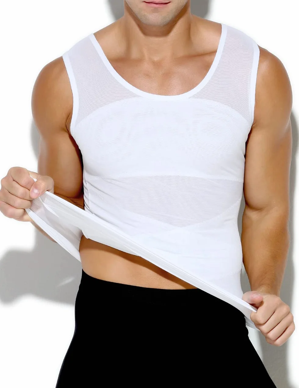Casey Kevin Débardeur de Compression Homme Maillot de Corps Ventre Plat Homme sans Manche Gainant Minceur sous-vêtements Musculation Sport Top Body Shaper