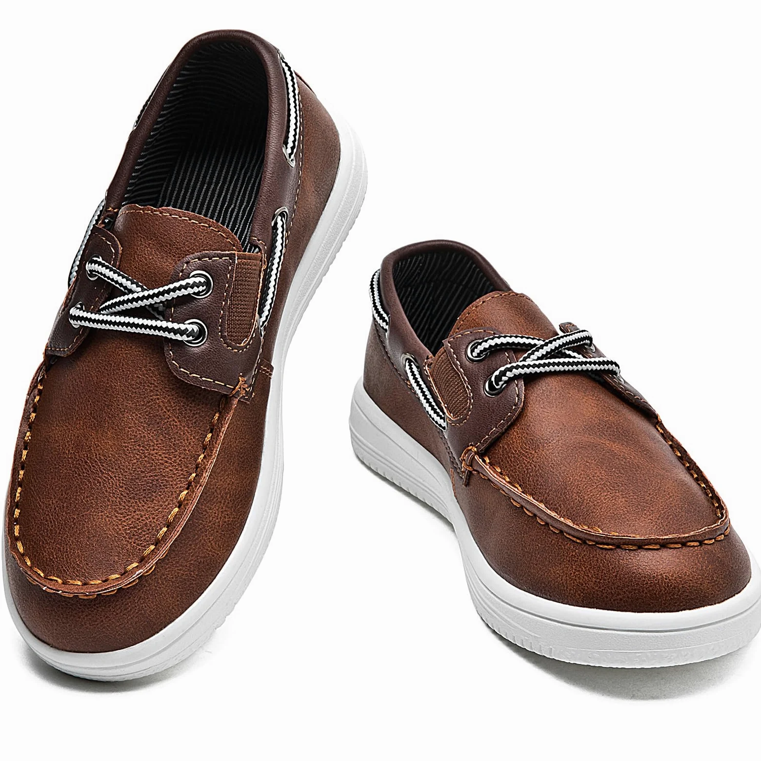 DADAWEN Classique Loafers Mocassins Garçon Chaussures Bateau à Lacets,Chaussure d'uniforme Scolaire Garçon
