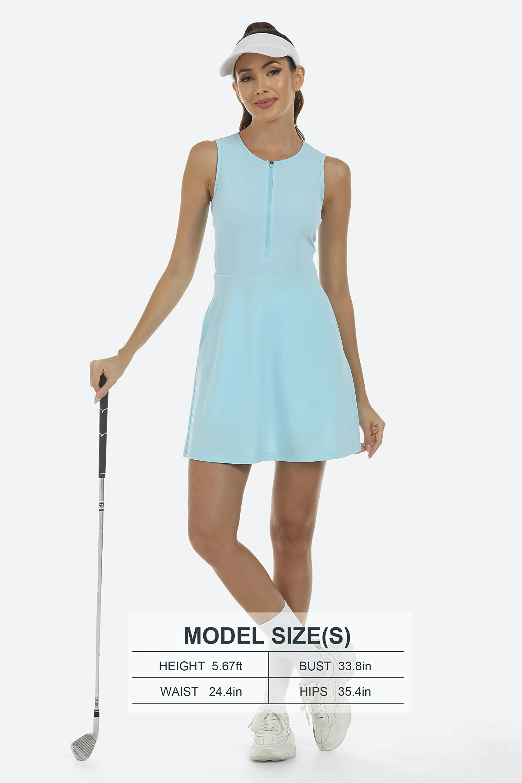 JINSHI Robe de Tennis et de Golf Femmes avec Short Intérieur Robes de Sport Athlétique sans Manches Séchage Rapide avec Poches