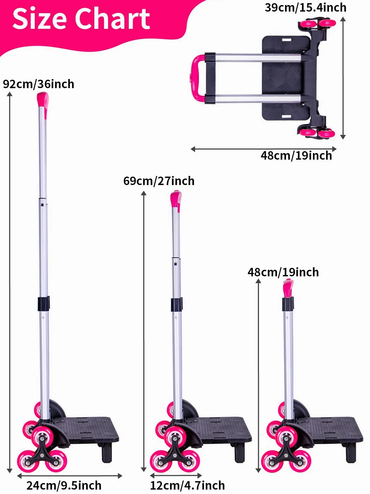 PROTAURI Chariot Pliable pour Cartable - Chariot à Main à roulettes pour Enfants, étudiants, Bagages - Chariot de Voyage avec Boucles
