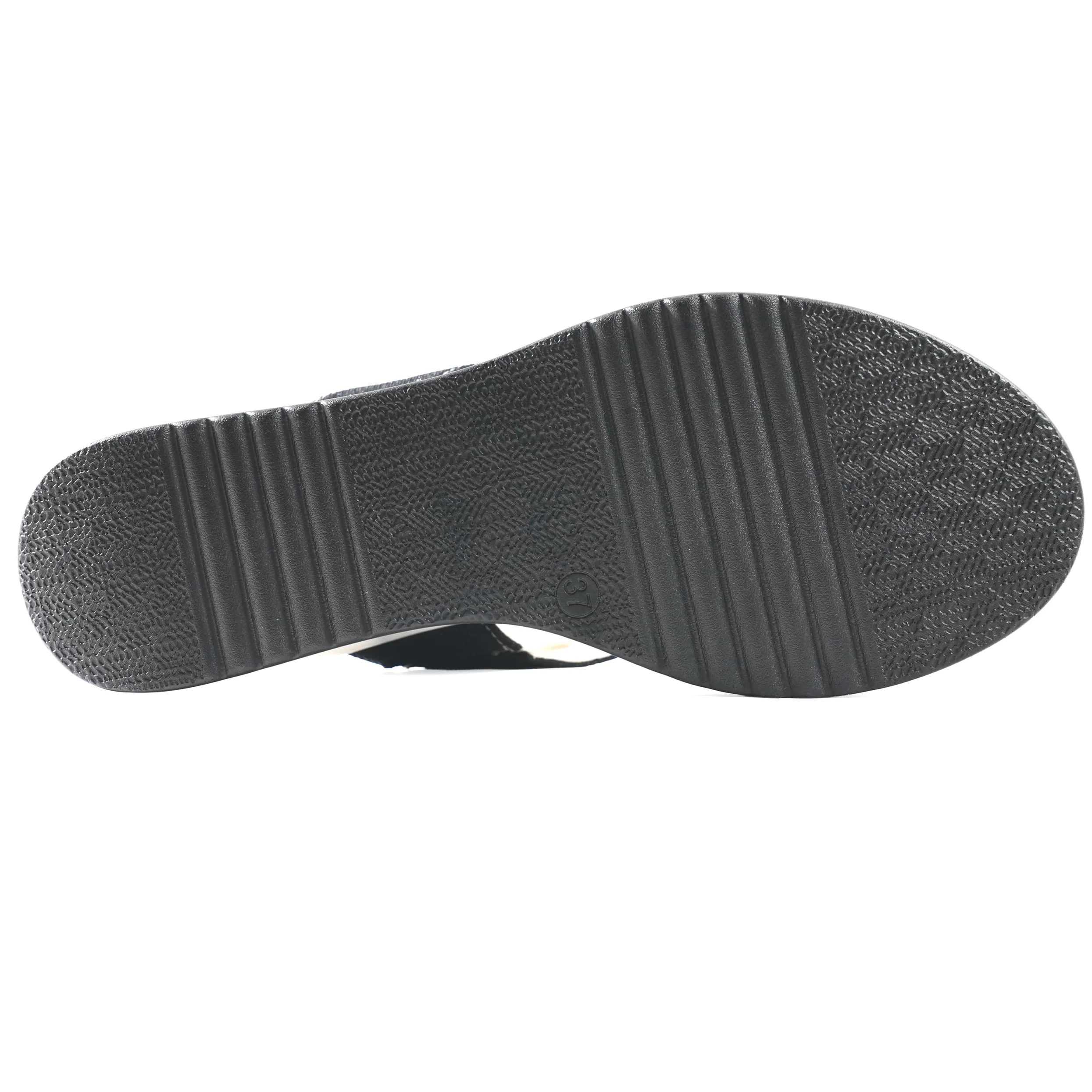 JOMIX Sandales Femme Élégantes avec Compensée 7 cm Tissu Brillant et Détail Bijou avec Anneau Strass Bride Réglable Semelle Confort Amortissante Antidérapante Chaussures Été Casual Chic