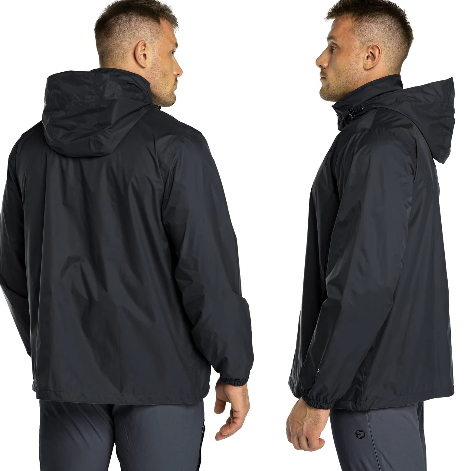 33,000ft Veste de pluie pliable avec capuche rangeable, légère et imperméable, coupe-vent, pour activité en plein air, pour homme