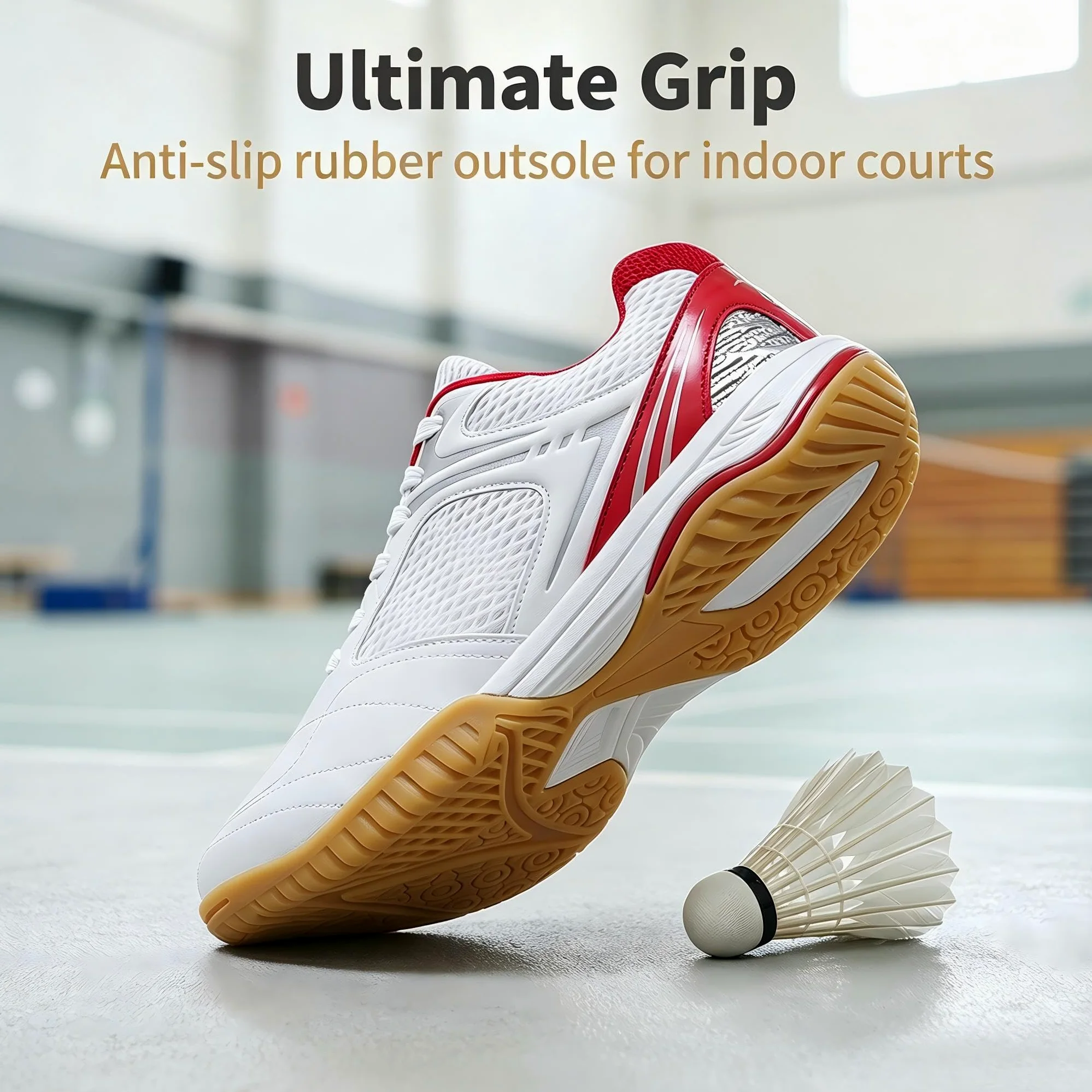 Chaussures de Badminton Femme Chaussures de Volleyball Indoor Antidérapantes Respirantes Légères Amorties Chaussures de Sport Salle Blanc/Rouge Blanc/Bleu