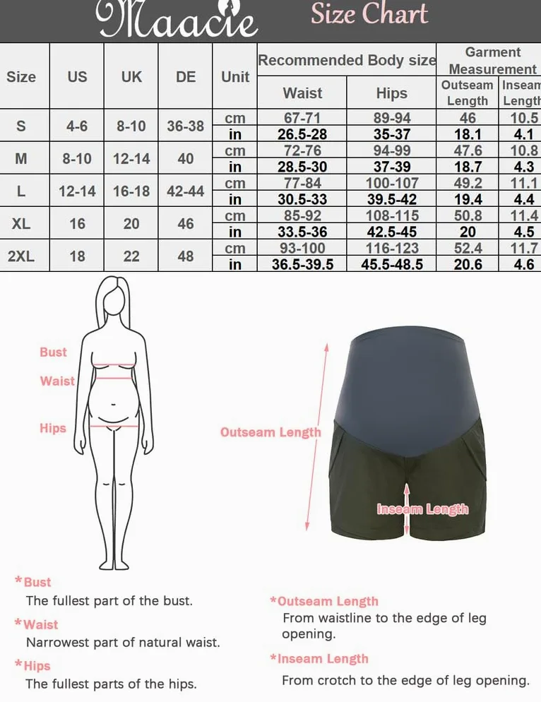 Maacie Short de grossesse Short décontracté en lin et coton doux et confortable avec poches