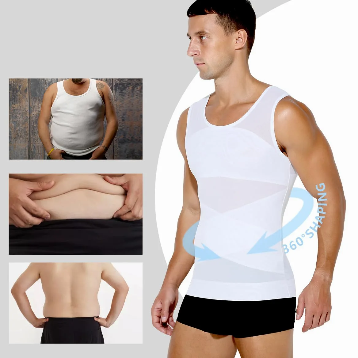 Casey Kevin Débardeur de Compression Homme Maillot de Corps Ventre Plat Homme sans Manche Gainant Minceur sous-vêtements Musculation Sport Top Body Shaper