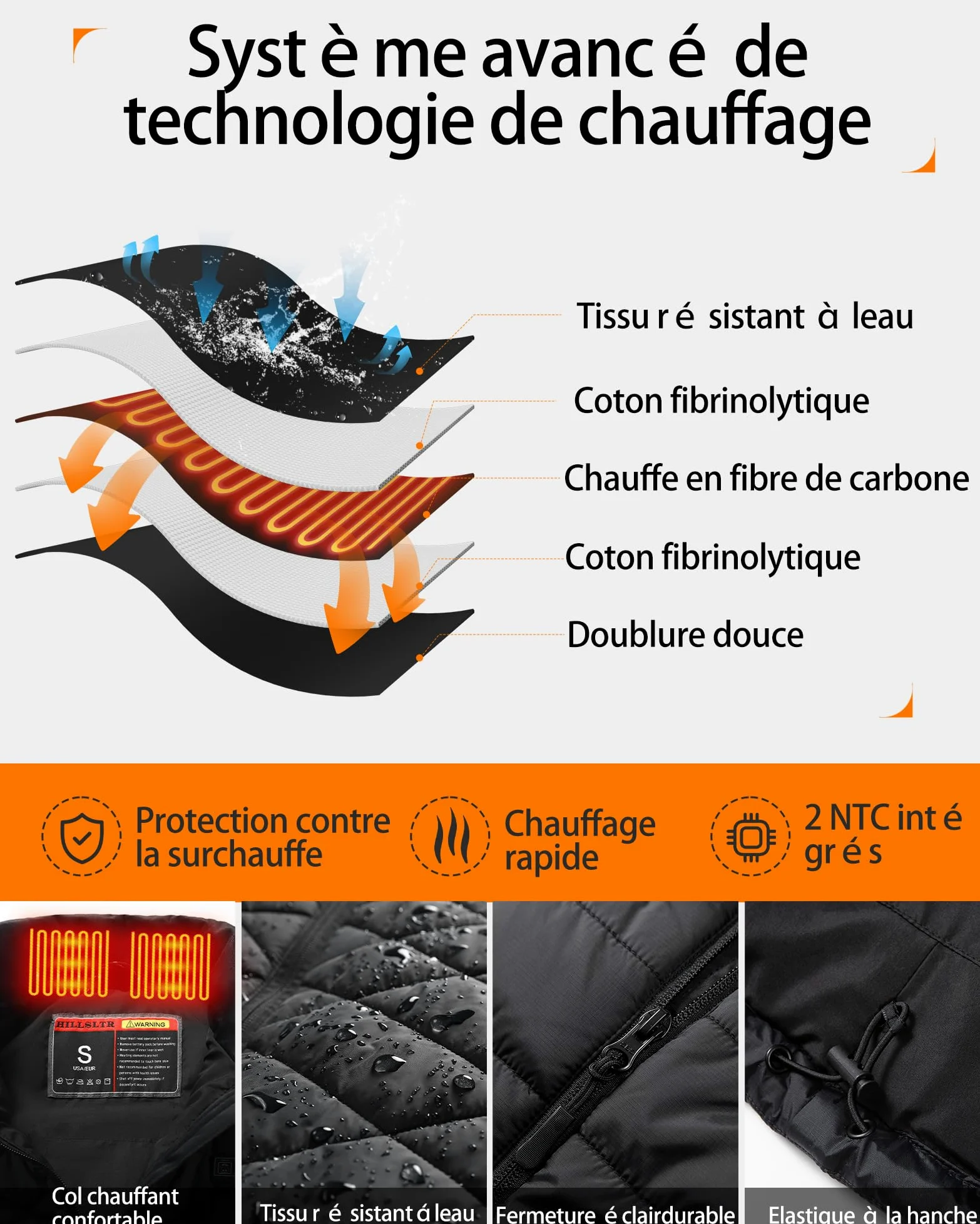 Gilet Chauffant Femme avec Batterie 7.4V 18400mAh – Gilet Chauffant Électrique Léger, Lavable en Machine, Veste Chauffante Léger Déperlant pour Hiver