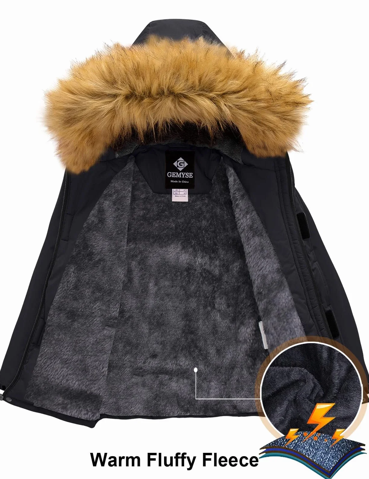 GEMYSE Veste de Ski pour Garçon Enfant Manteau Hiver Chaud Imperméable Coupe-Vent Blouson avec capuche en Fourrure Amovible