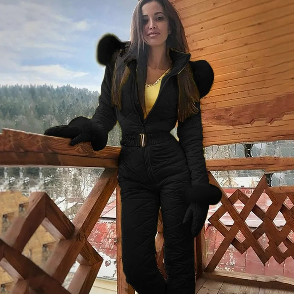 Combinaison de Ski d'hiver en Plein air pour Femme imperméable Coupe-Vent vêtements de Sport Chauds d'hiver Combinaison de Sport à la Mode Veste Polaire