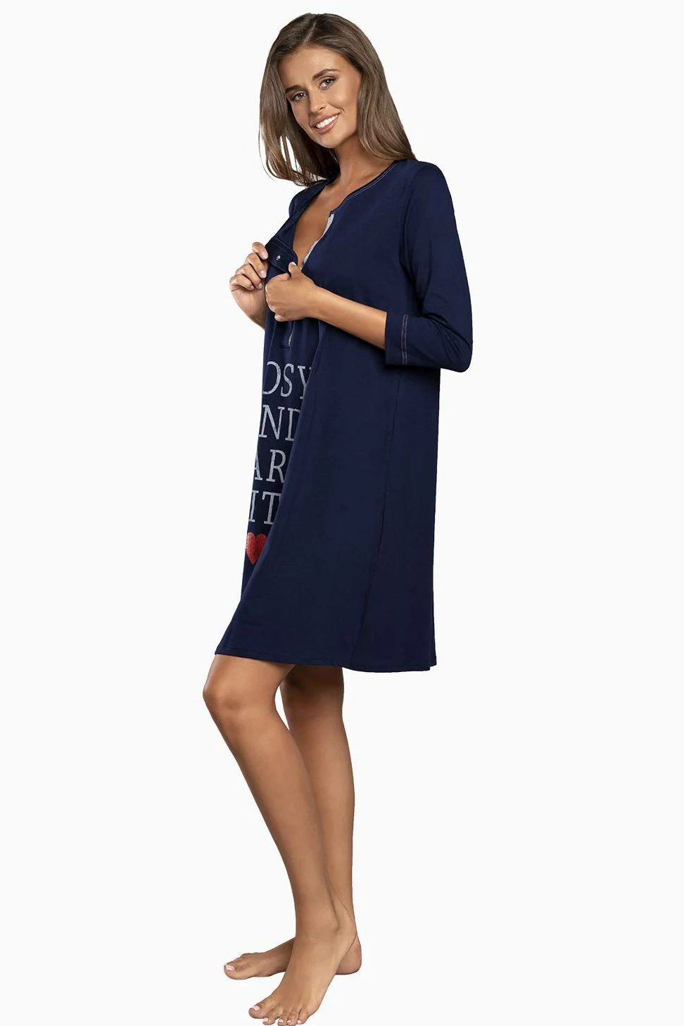 Italian Fashion Chemise de Nuit Allaitement | Pyjama Grossesse et Maternité | Pyjama Femme Enceinte pour la Maison et l’Hôpital | Tenue Maternité Accouchement avec Fermeture S-XXL
