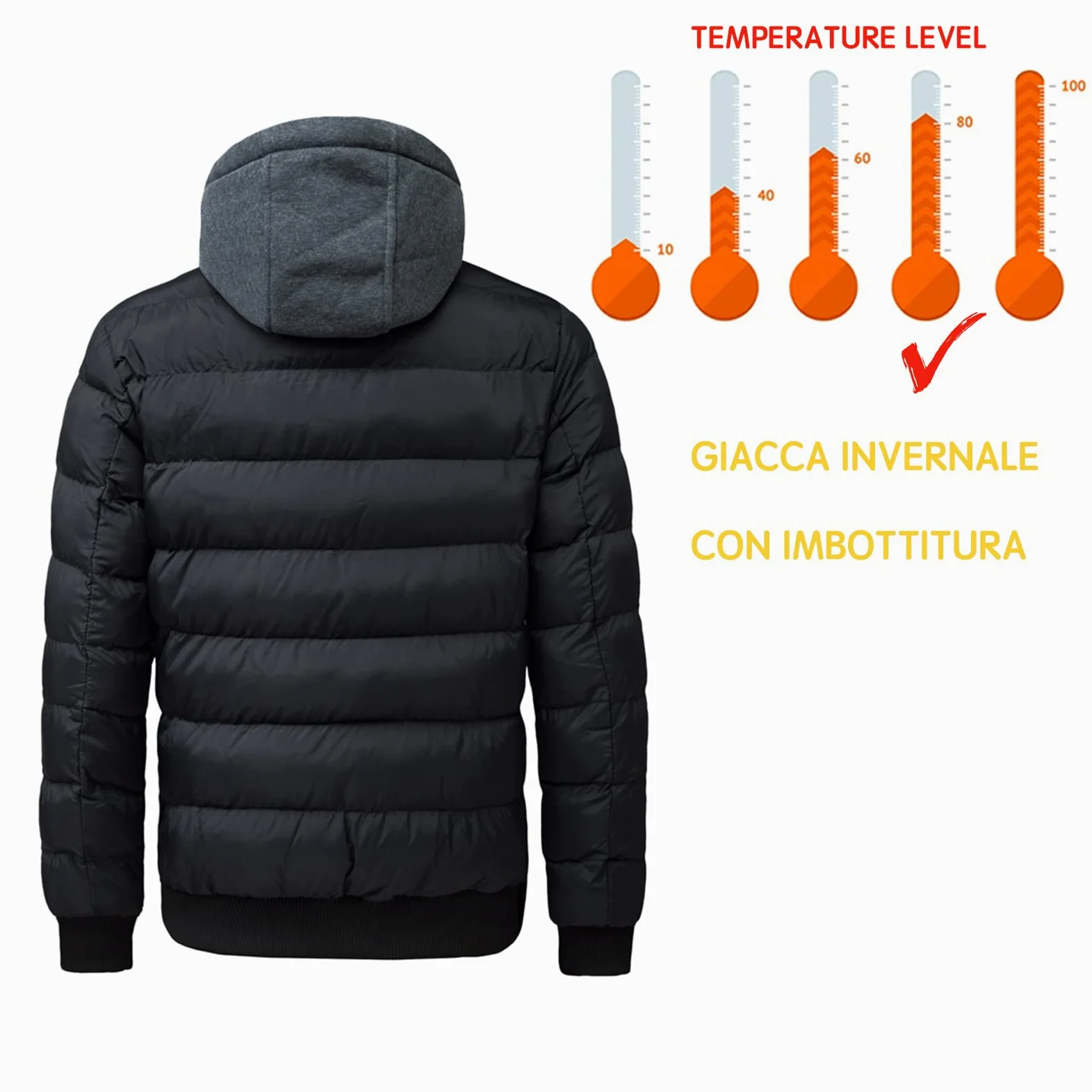 TONY BACKER Veste pour homme, veste d'hiver avec capuche, veste pour homme, veste pour homme, veste chaude, coupe-vent