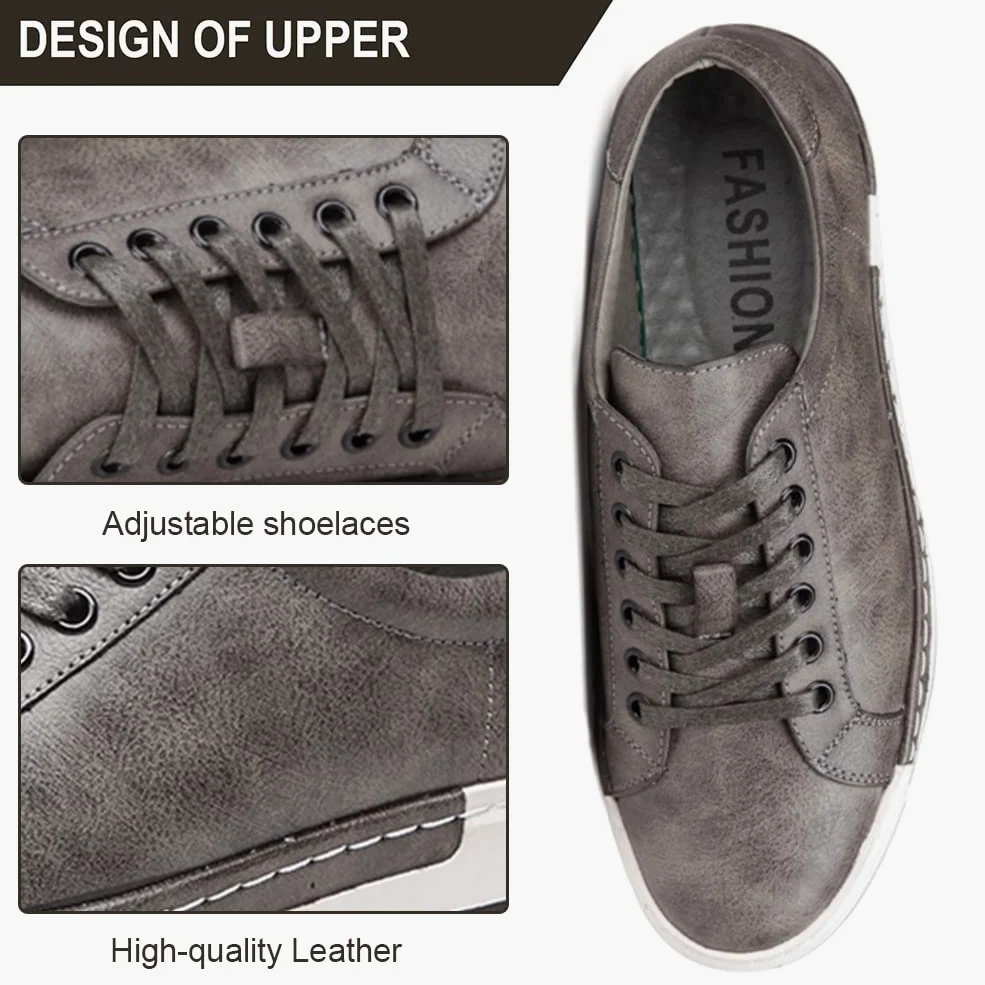 Hommes Casual Cuir Skateboard Fashion Chaussures Dentelle Talons Hauts Chaussures Antidérapantes Business Fashion Floor Comfort Sneakers