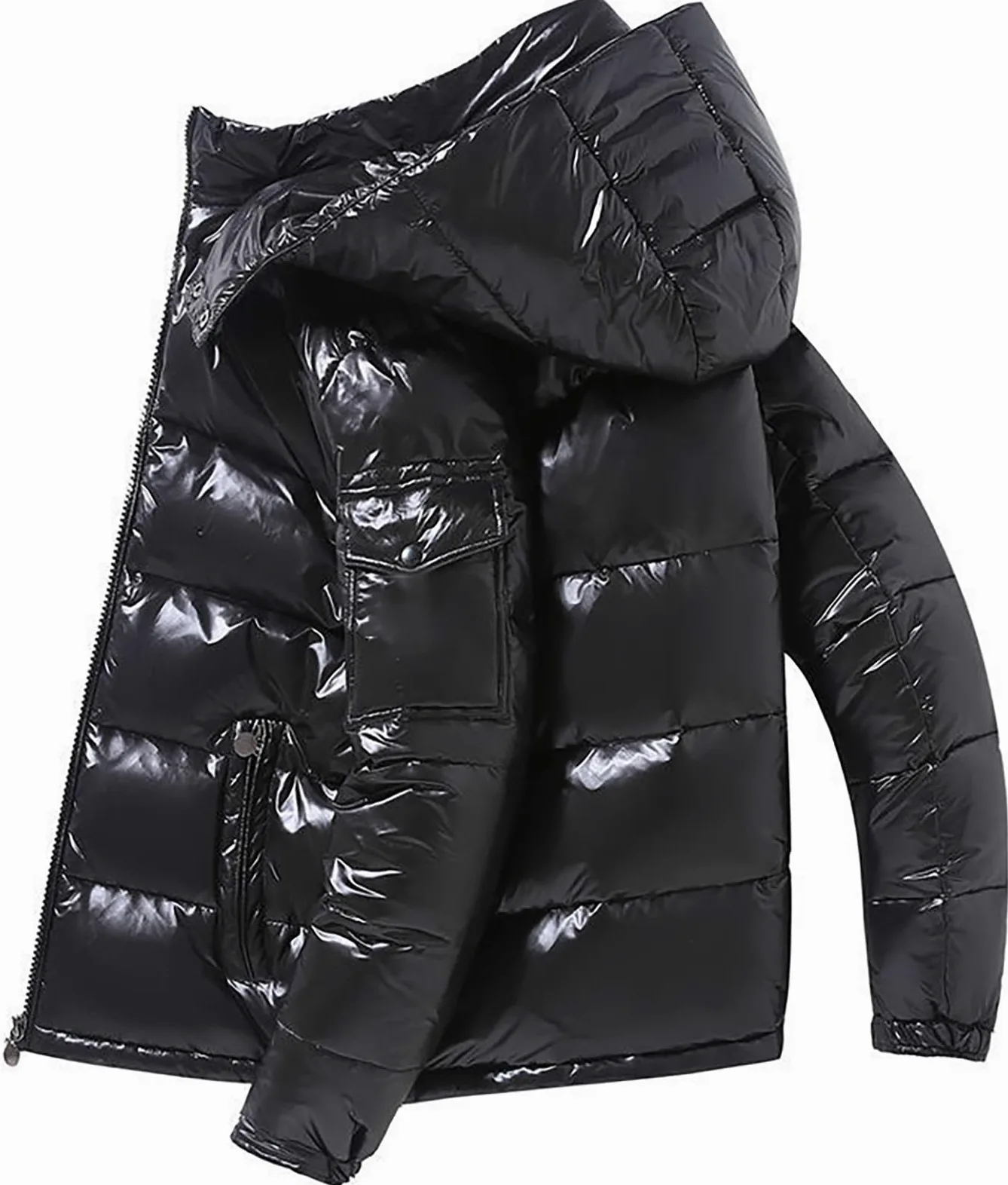 Doudoune matelassée lourde pour homme, veste de sport brillante avec capuche