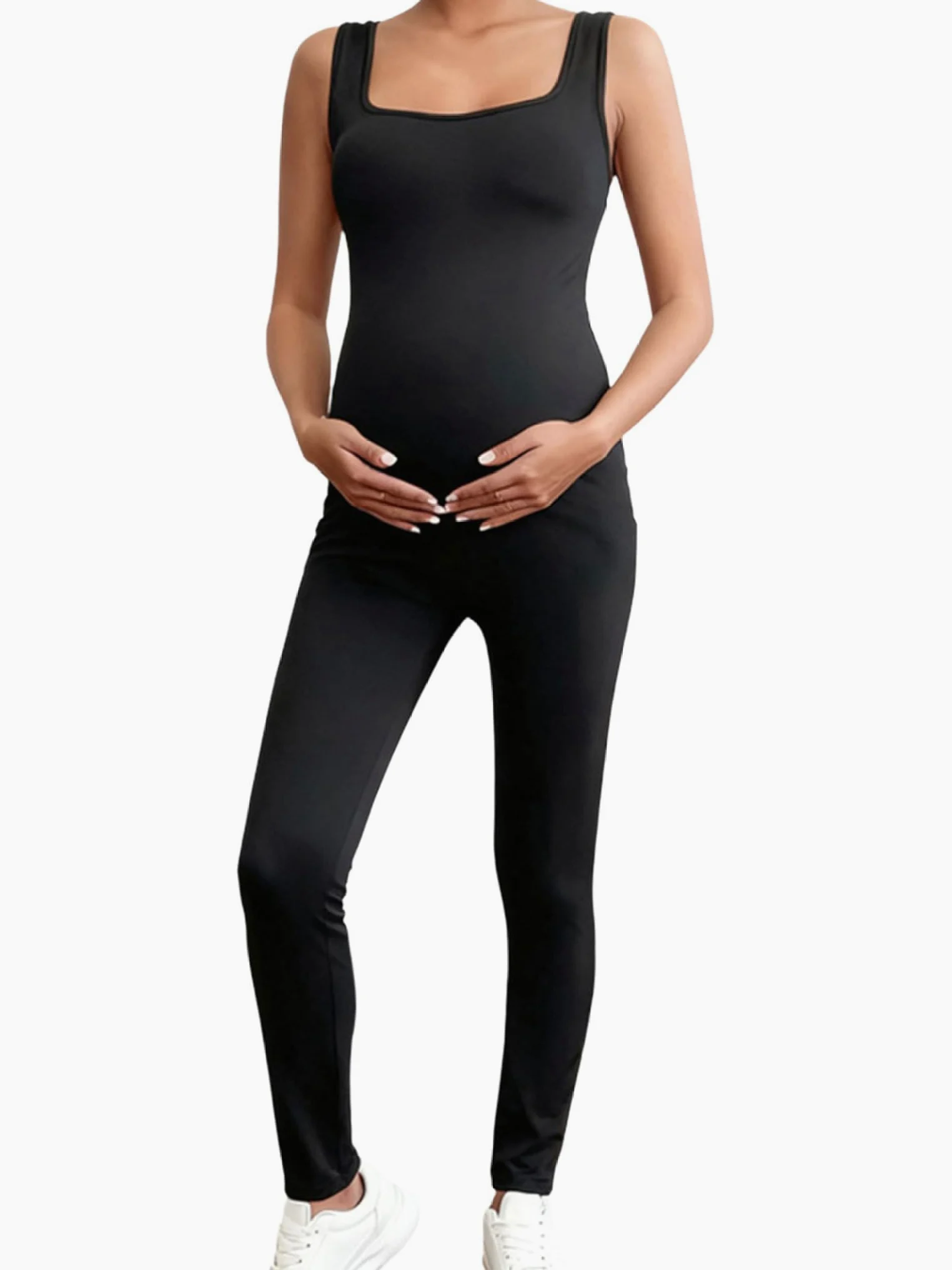 Combinaison de maternité sans manches extensible pour femme - Pour le sport, le yoga, la maternité - Avec col en U