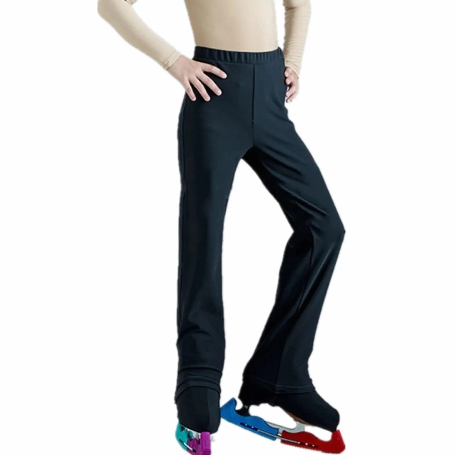 LIUHUO Pantalon de Patinage Artistique Noir uni pour Homme