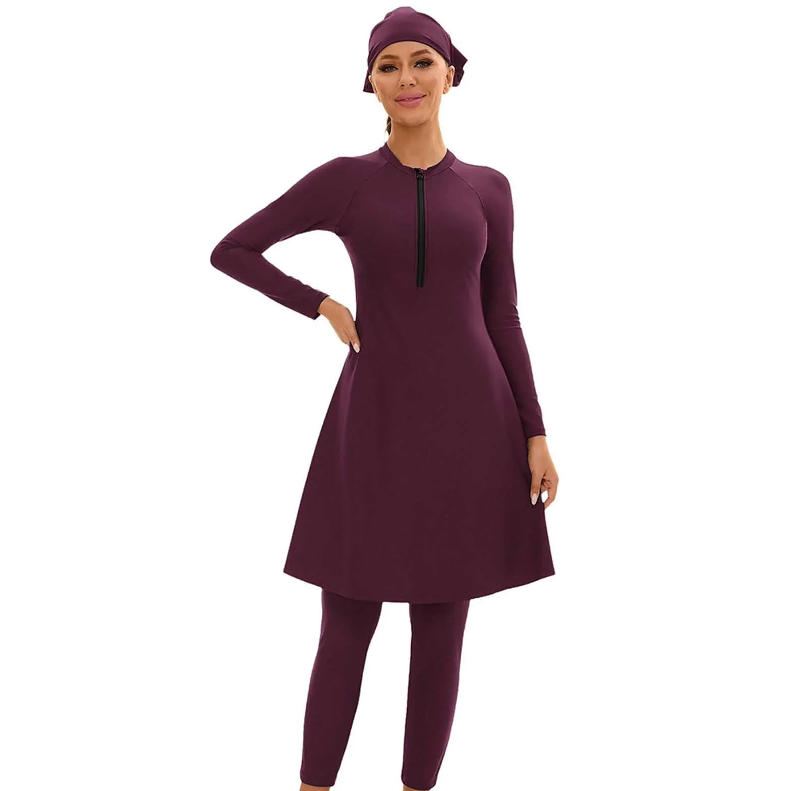 Générique Burkini Femme Tankini Maillot De Bain Ventre Plat Bikini Manche Courte Ensemble Ete Grande Taille Ronde Musulmane Short Haut 2 Pieces Push Up Musulman T Shirt Anti UV Sexy Shorty Gainant