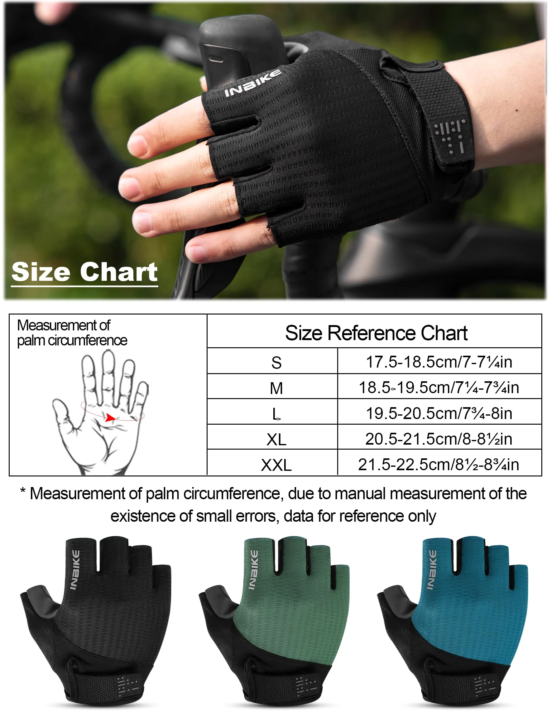 INBIKE Gants de Cyclisme Homme MTB Gants de Vélo Montagne Gants D'été sans Doigts pour Hommes et Femmes Elastiques et Respirants à Usages Multiples
