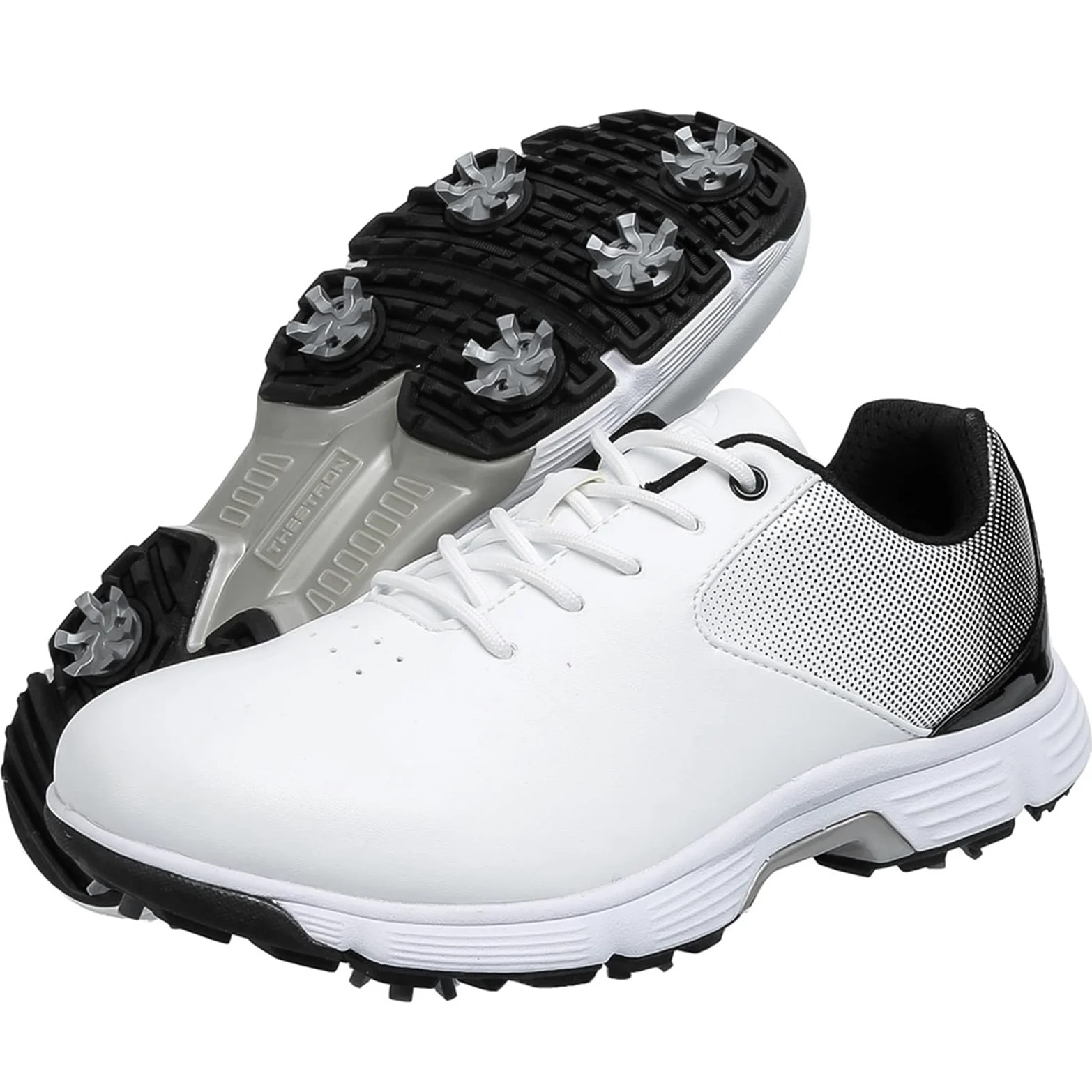 Chaussures De Golf pour Hommes avec Baskets Imperméables À Coupe Large en Cuir À Pointes Grande Taille