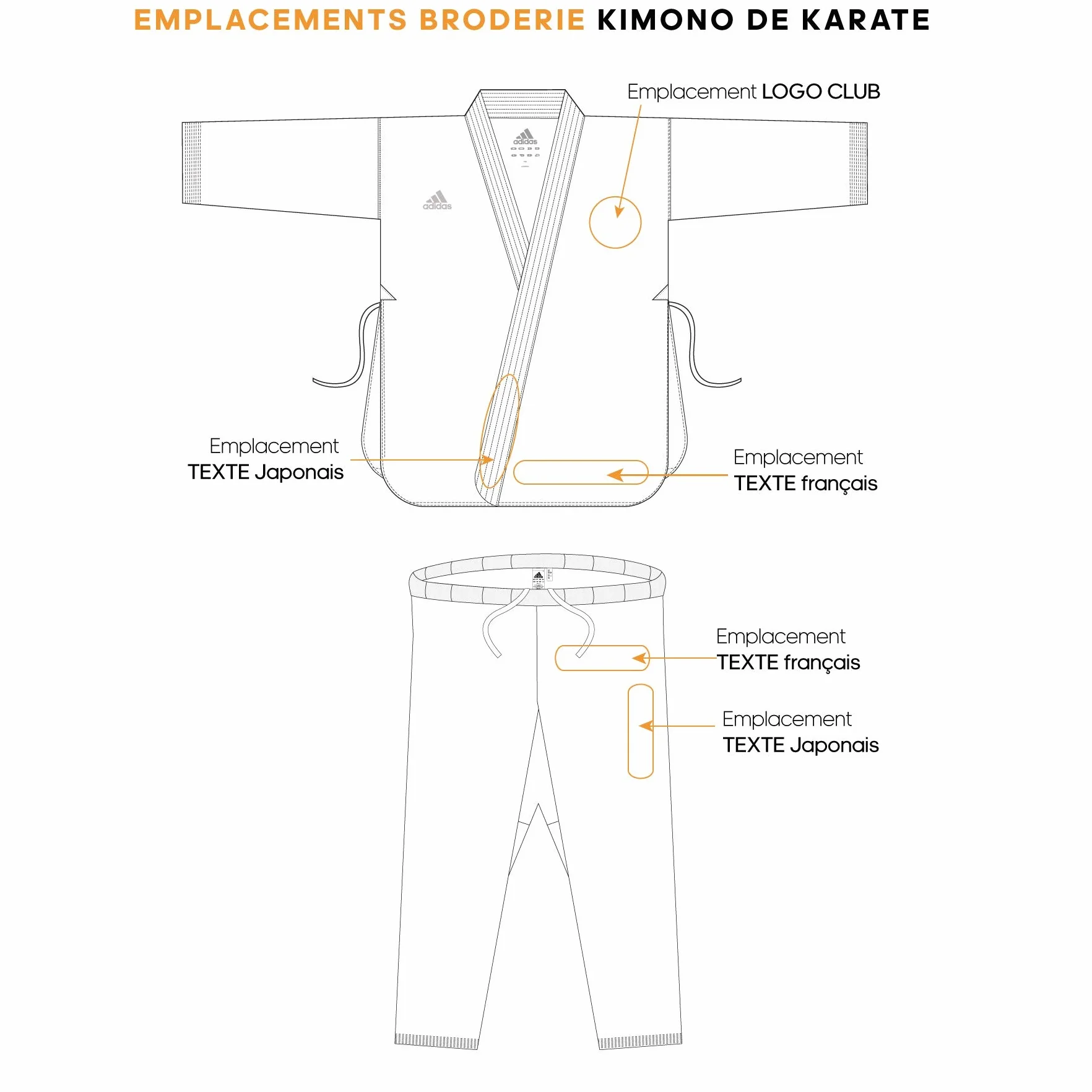 adidas Kimono de Karaté Club (Couleur : Blanc - Taille : 170 - Broderie :)