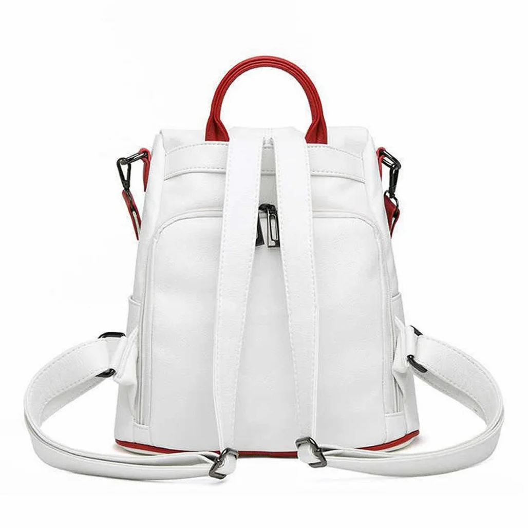 BUKESIYI Femme Sac a Dos Sacs à Main PU Cuir Antivol portés Bandoulière Original Élégant Marque FR78158 Blanc