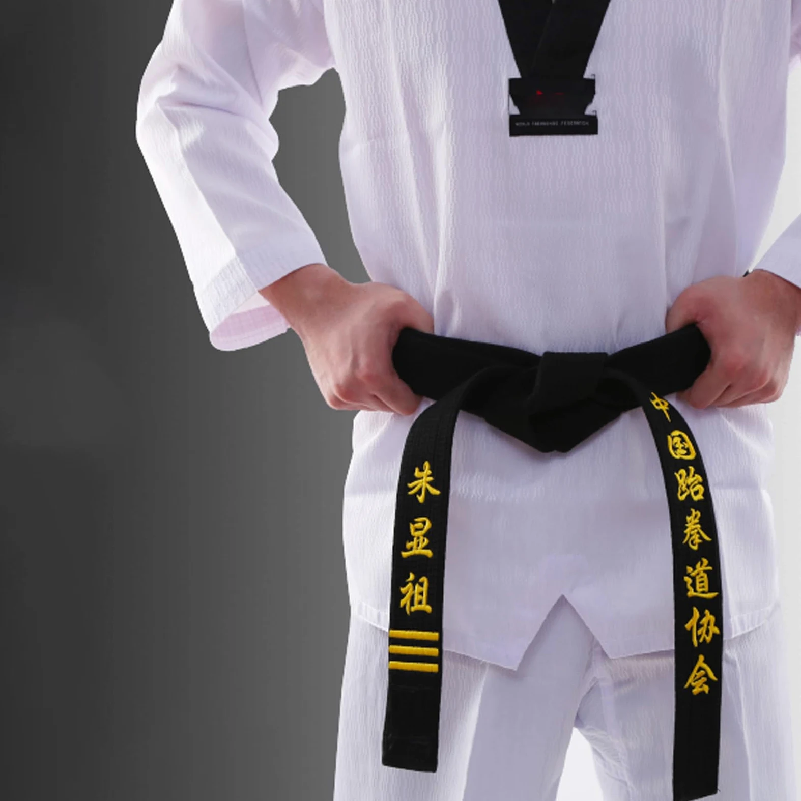 Ceinture Noire brodée personnalisée pour Karaté Arts Martiaux Taekwondo Judo, Largeur 2 Pouces Ceinture Noire Taekwondo Broderie personnalisée