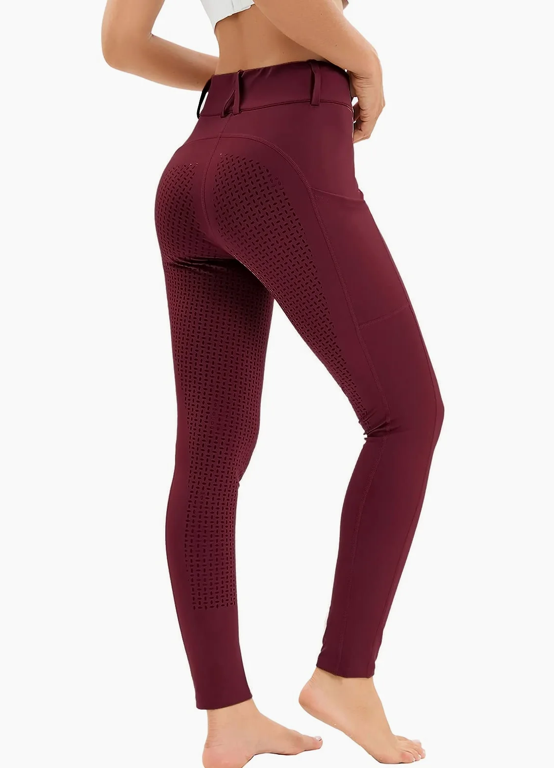 Legging d'équitation pour femme avec poche pour téléphone portable, taille haute, stretch, avec passants de ceinture