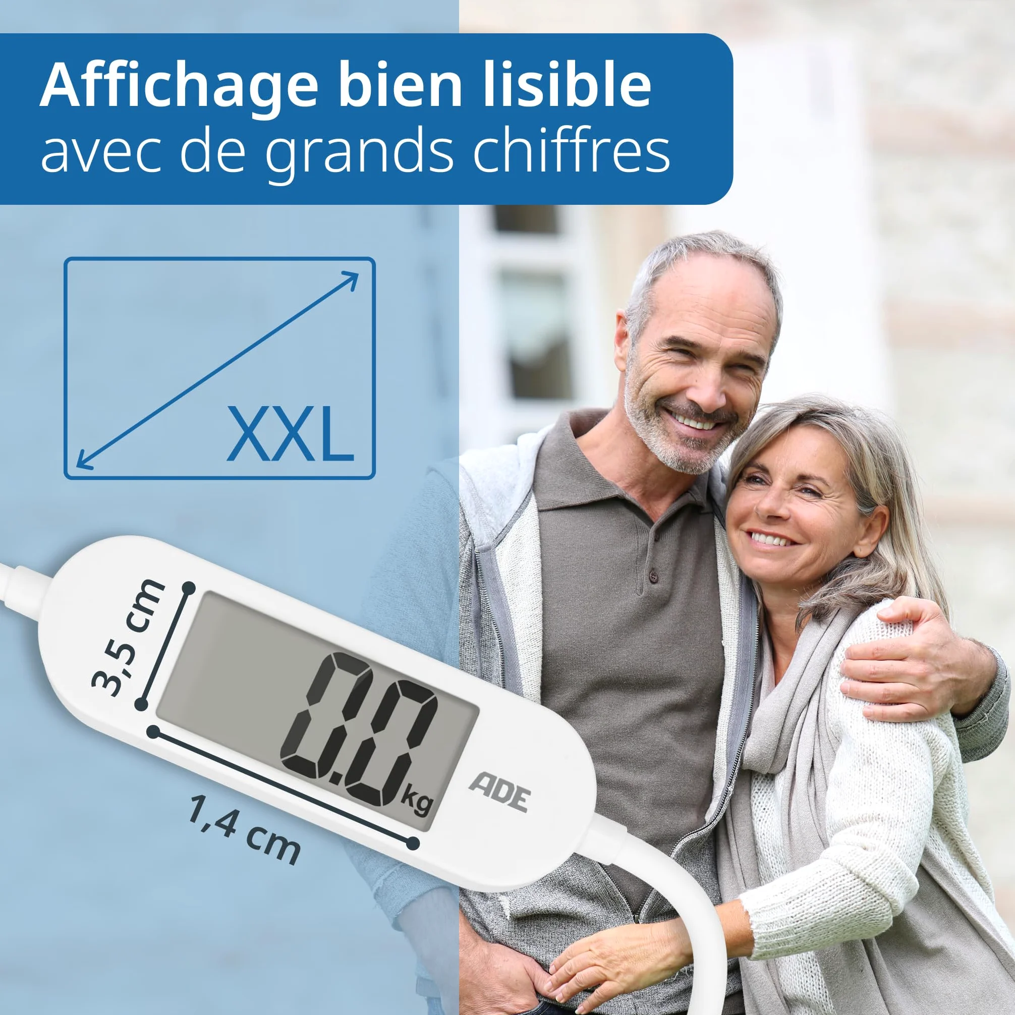 ADE Balance de voyage pliable | pèse-personne numérique avec une capacité de charge de 180 kg par pas de 100 g | balance corporelle précise avec écran LCD