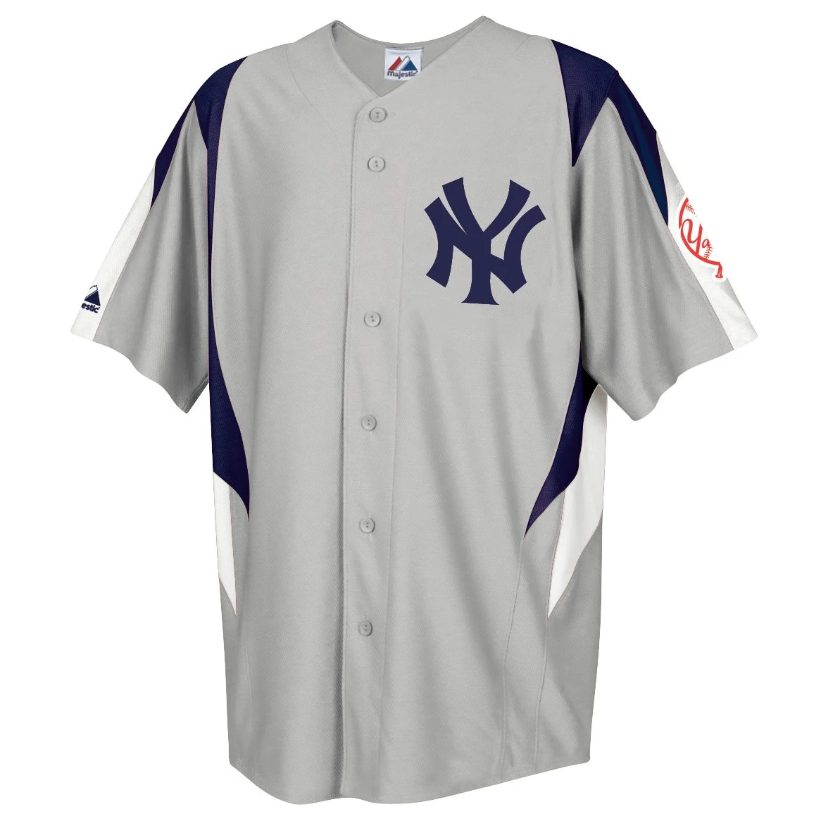 Majestic Maillot MLB Derek Jeter New York Yankees Stance II Gris boutonné sur Le Devant