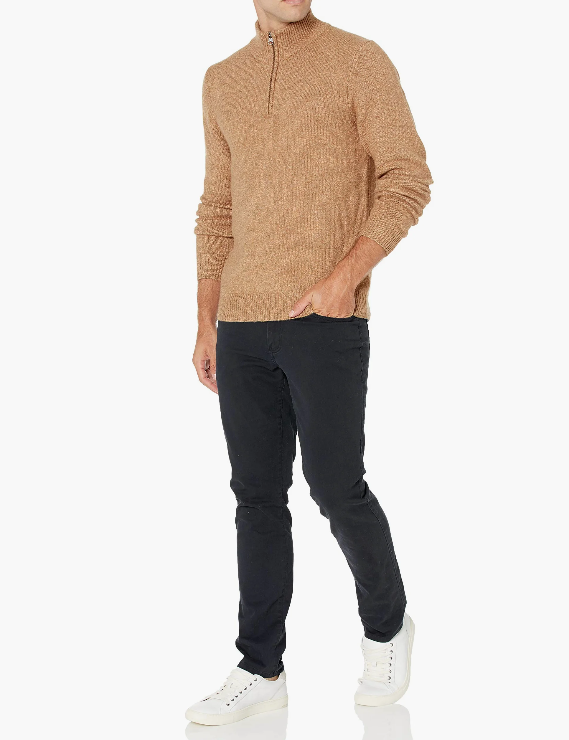 Amazon Essentials Pull à Fermeture Éclair 3/4, à Manches Longues, Doux Au Toucher Homme