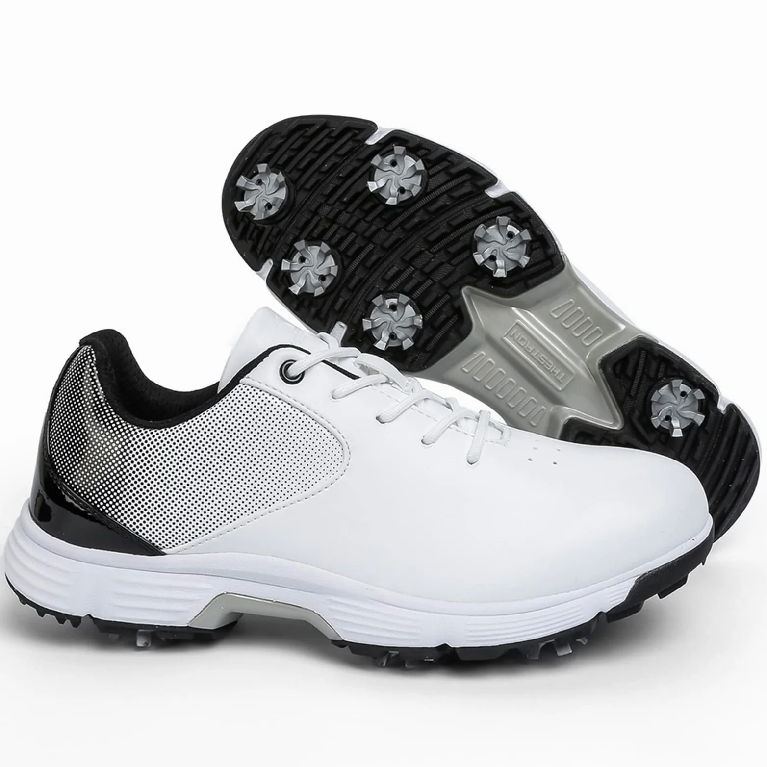 Chaussures De Golf pour Hommes avec Baskets Imperméables À Coupe Large en Cuir À Pointes Grande Taille