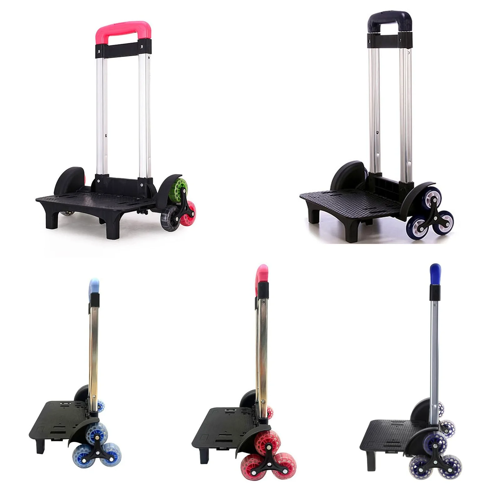 Chariot à Dos en Alliage d'Aluminium - 6 Roues Pliables pour Bagages, Sac à Dos, d'École et Animaux Domestiques