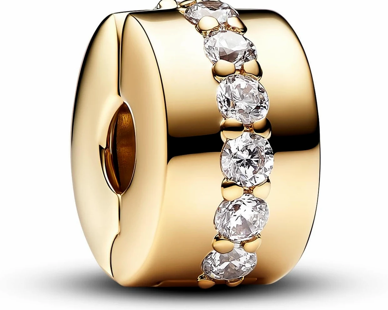 Pandora Moments 761972C01 Clip en Argent Sterling avec Alliage plaqué Or 14 carats et zircone Compatible avec Les Bracelets Moments, Taille Unique, Argent Sterling, Zircone cubique