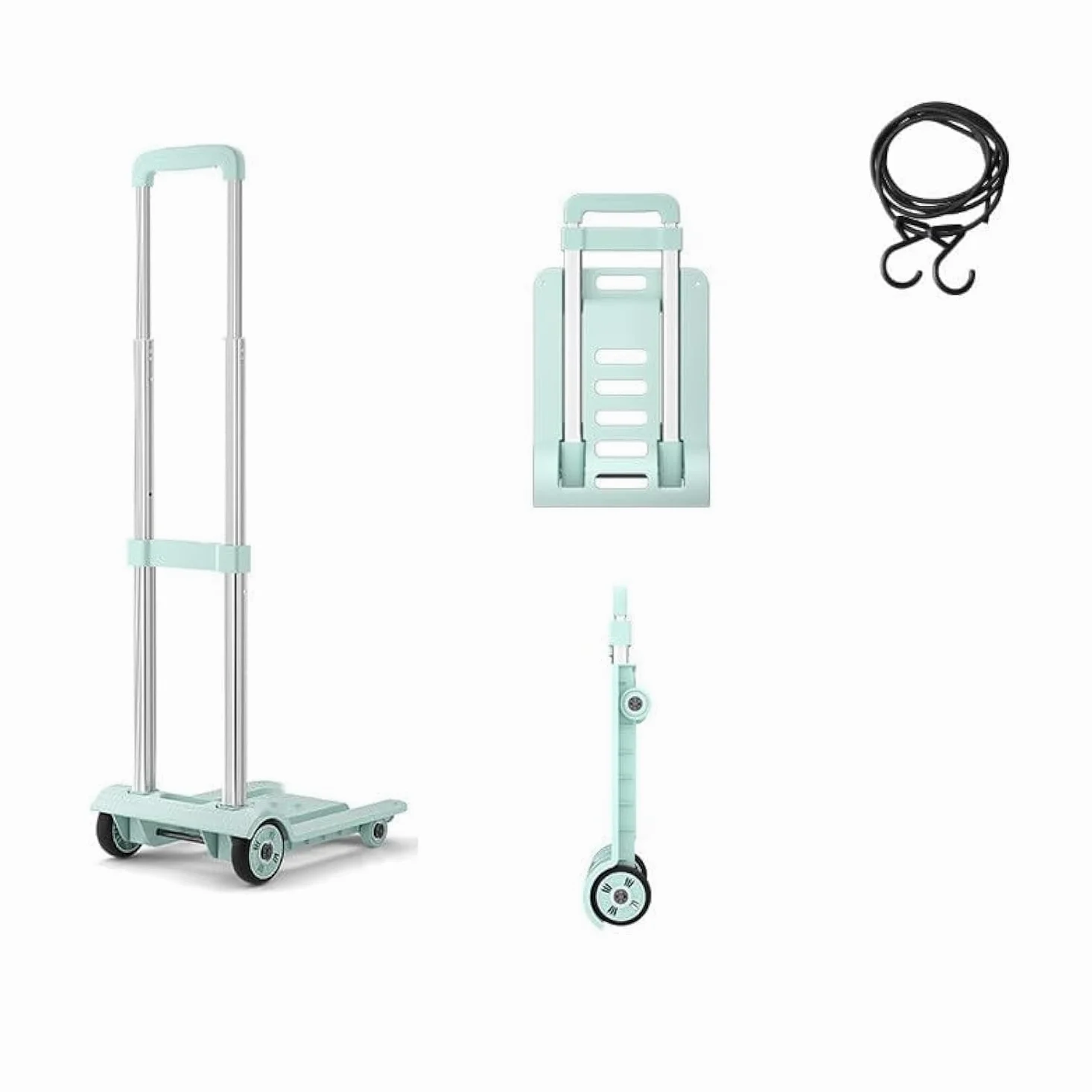 Diable pliable, diable en aluminium, 60 kg, robuste à 4 roues, chariot utilitaire compact et léger pour bagages, déménagement et utilisation au bureau – Chariot portable pliable