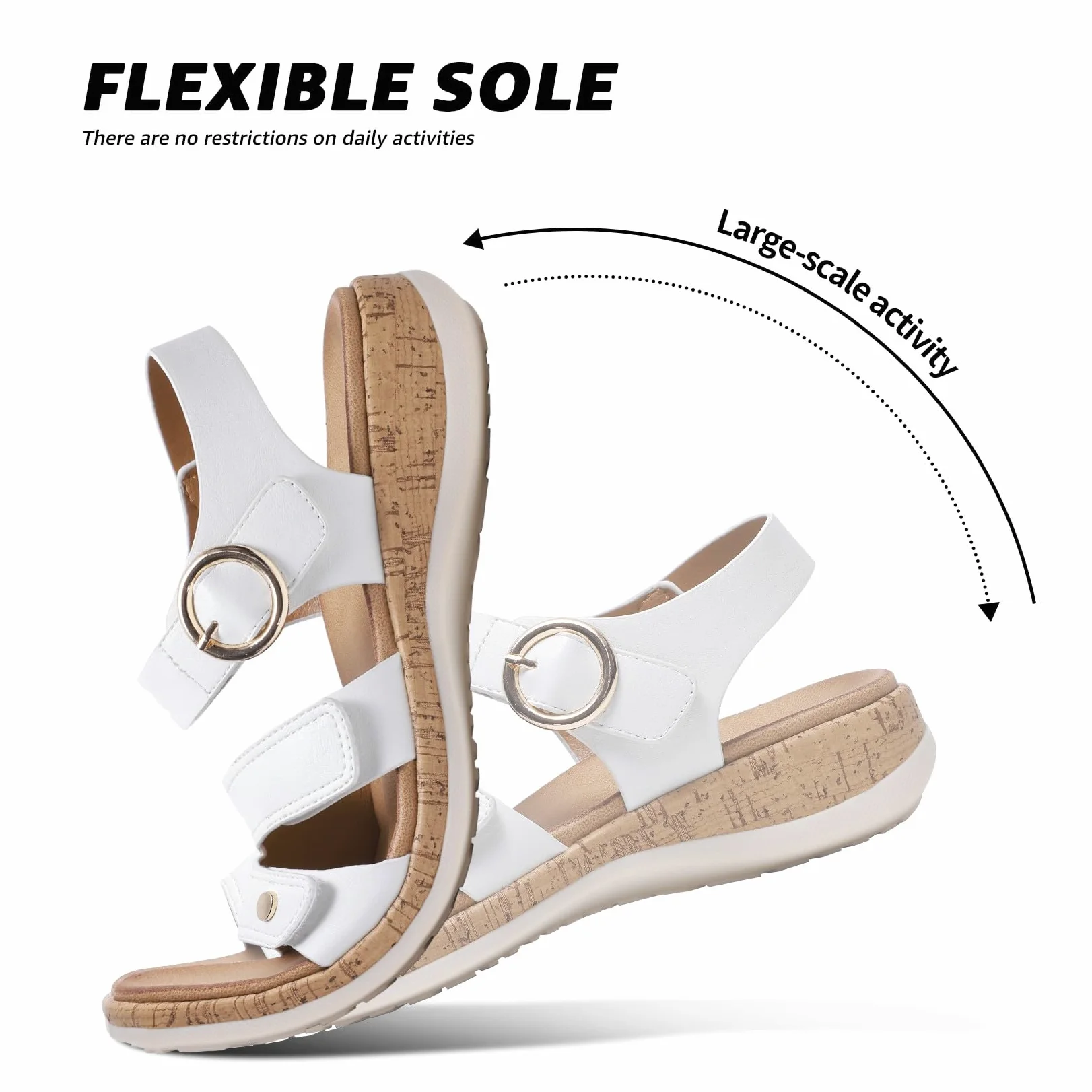 Littleplum Sandales Femme Été Confortables 3 Fermetures Auto-Agrippantes Réglables Support de Voûte Plantaire Sandale