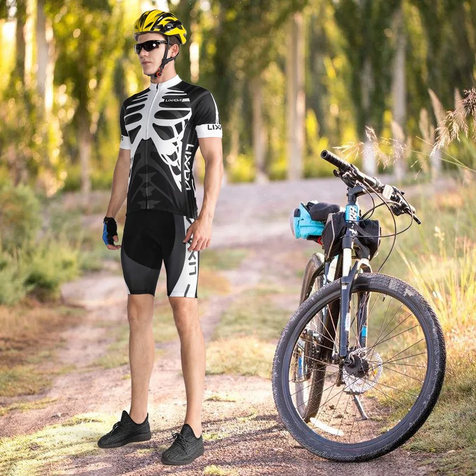 Lixada Hommes Femmes Cyclisme Maillot à Manches Courtes + Cuissard de 3D Padded Short Respirant