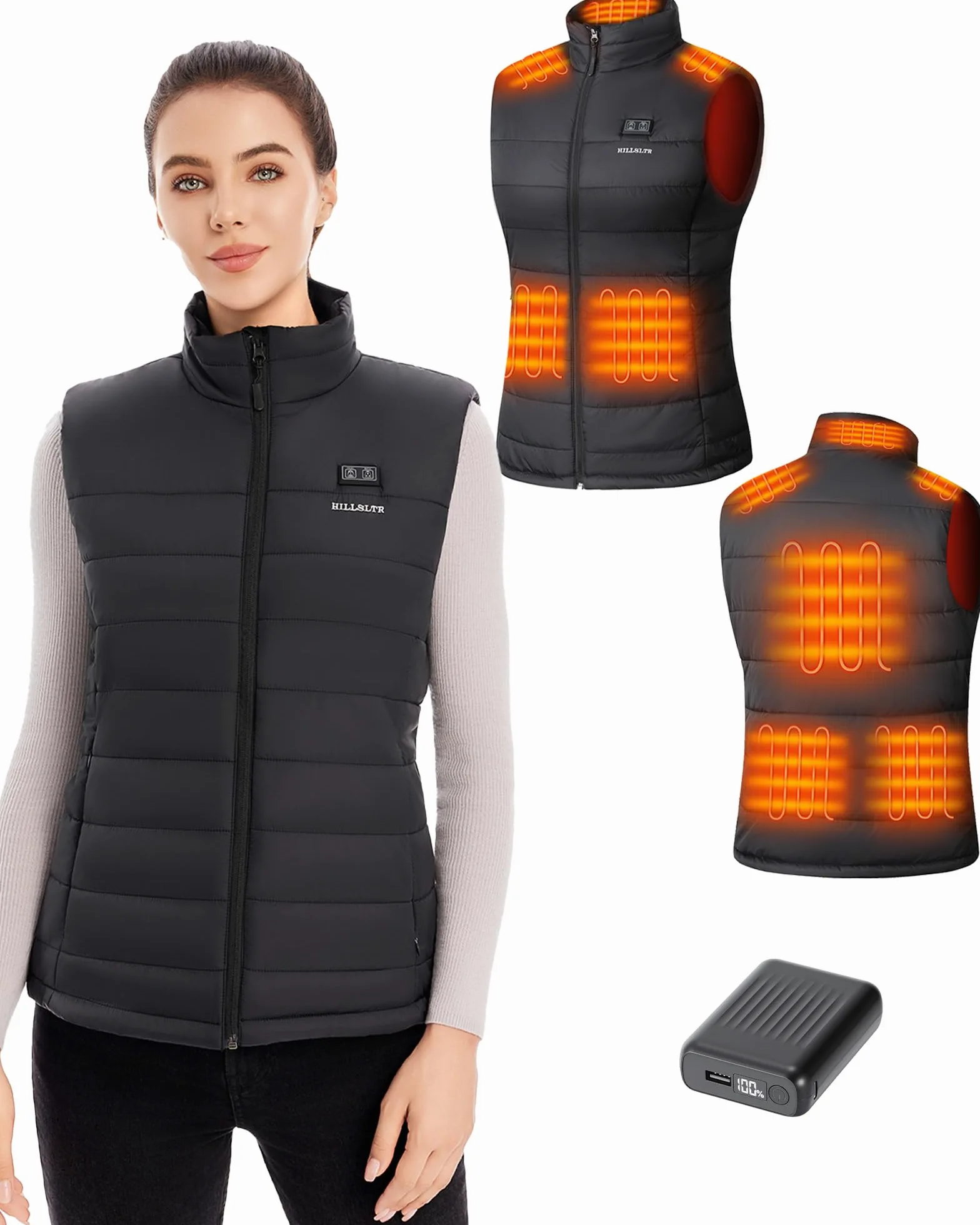 Gilet Chauffant Femme avec Batterie 7.4V 18400mAh – Gilet Chauffant Électrique Léger, Lavable en Machine, Veste Chauffante Léger Déperlant pour Hiver