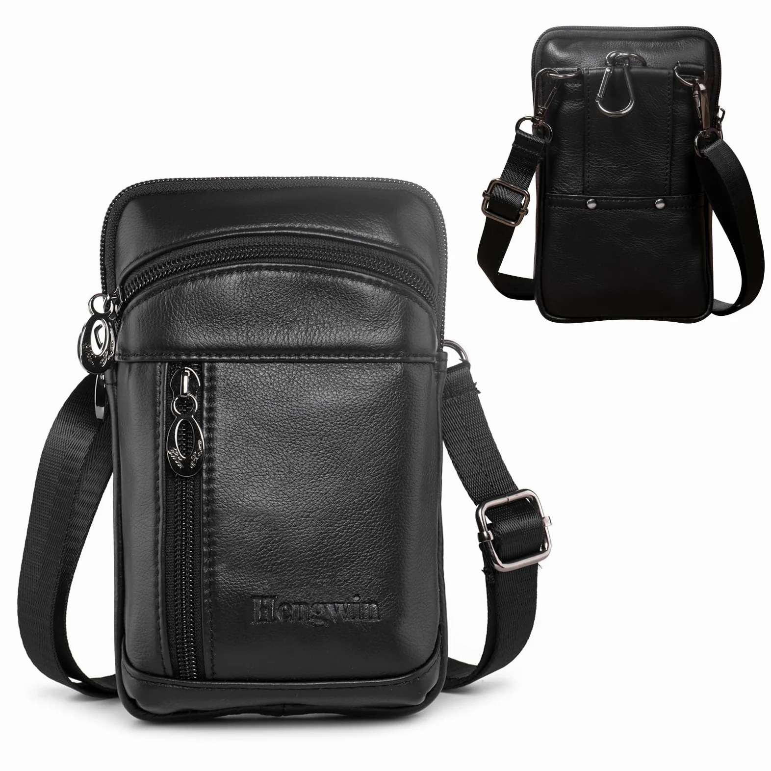 Mini Sacs à Bandoulière Homme, Petit Portefeuille Étui en Cuir Verticale Téléphone Holster pour iPhone 14 Pro Max, 14 Plus 13 Pro Max 12 11 XR SE Samsung S20 Porte Telephone Sport