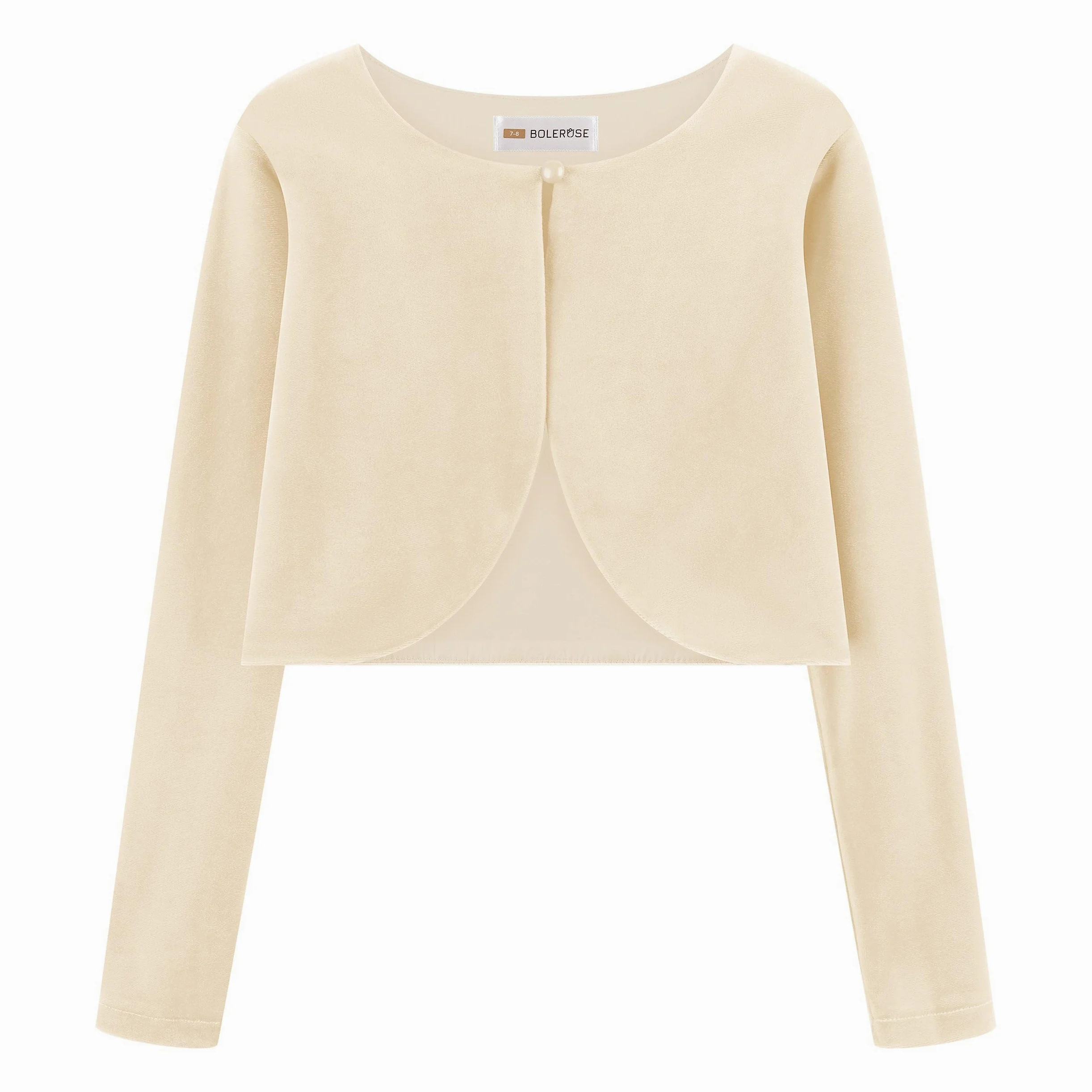 Bolerose Boléro Pull en Velours à Manches Longues pour Fille Enfant
