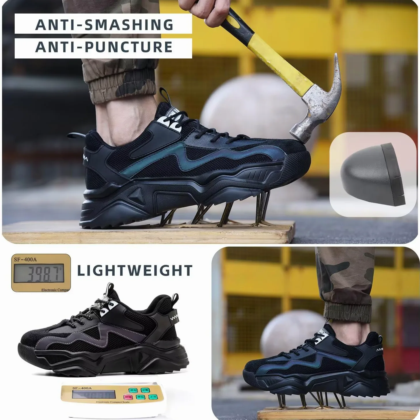 Chaussure de Sécurité Homme Femme Basket Securite Légère et Confortable Respirant Antidérapante Chaussures de Travail