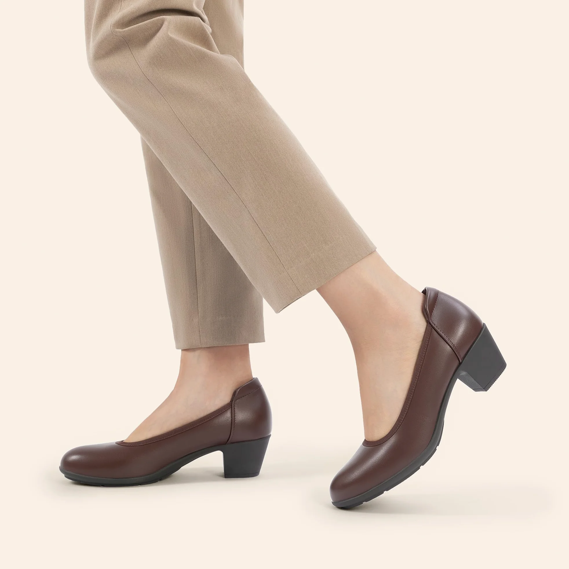 DREAM PAIRS Escarpins bas épais à bout fermé pour femme - Chaussures de travail confortables à talons ronds