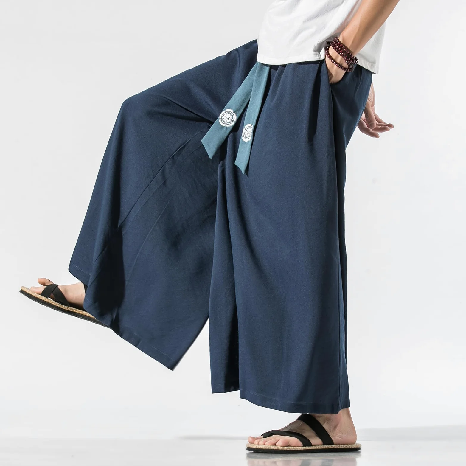GURUNVANI Pantalon de yoga japonais à jambes larges pour homme, style hip-hop, baggy