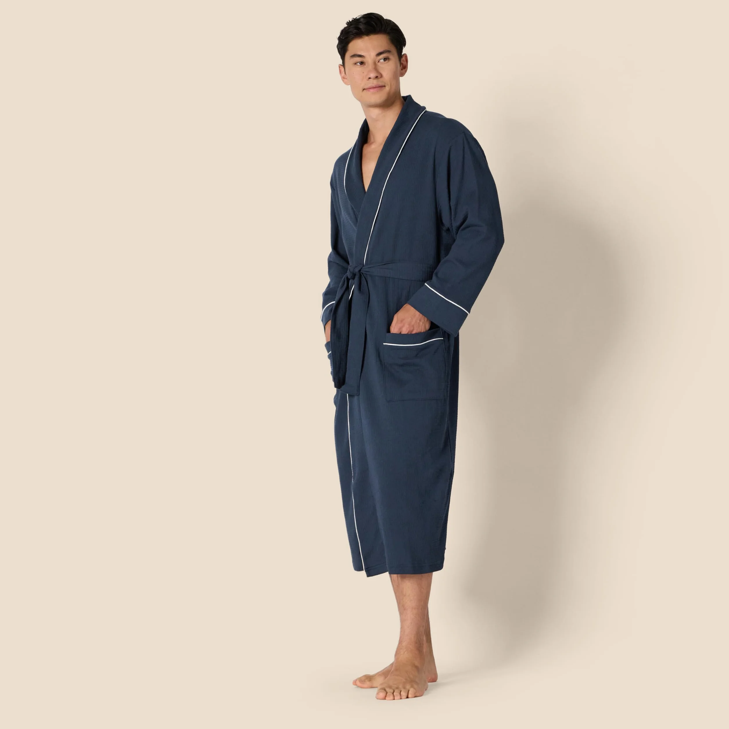 Amazon Essentials Homme Peignoir Léger et Gaufré (Disponible en Grandes Tailles et Grandes Longueurs)