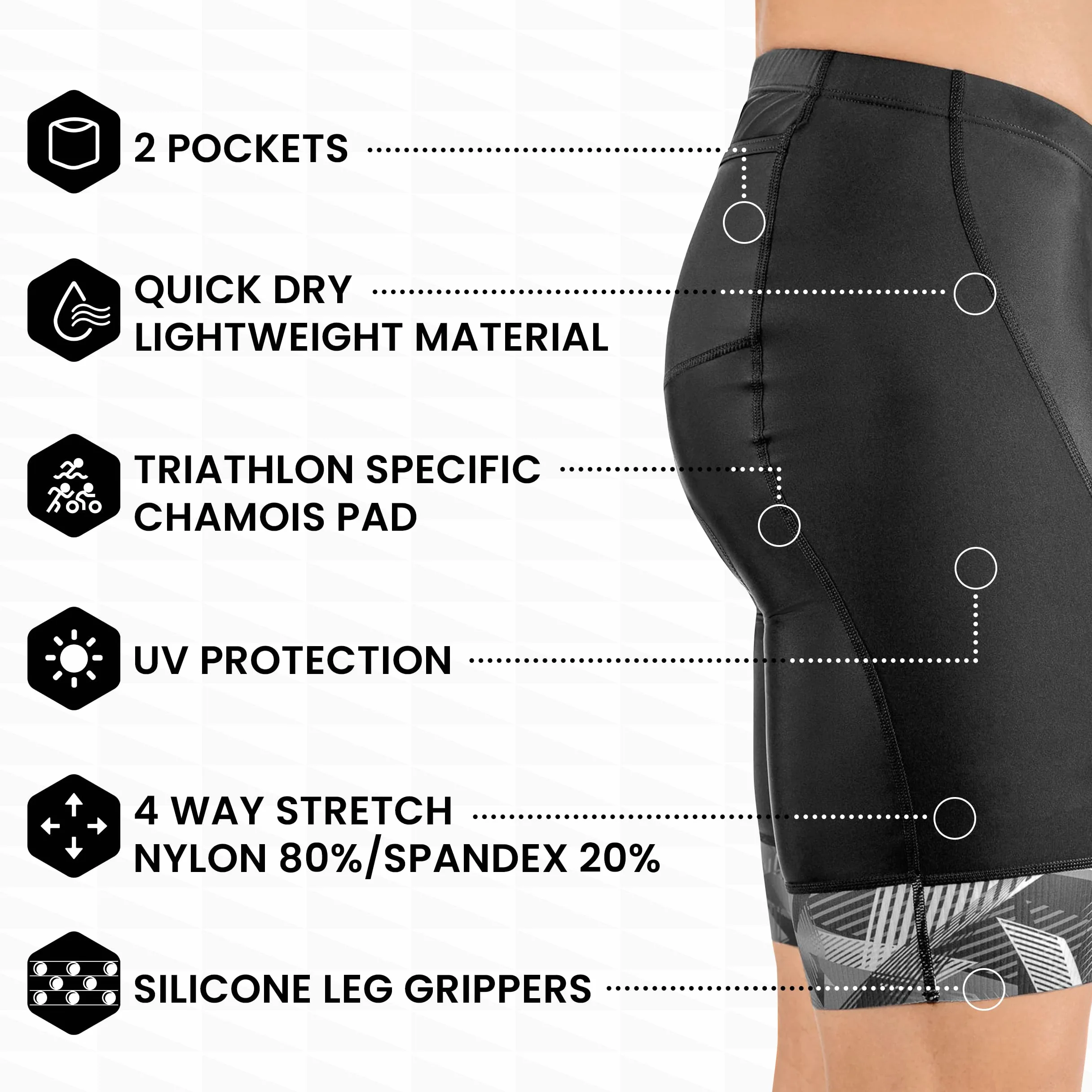 SLS3 Culotte de Triathlon Homme - Cuissarde de Triathlon rembourrée - Cuissarde de Triathlon FX 2 Poches, Compression Moyenne