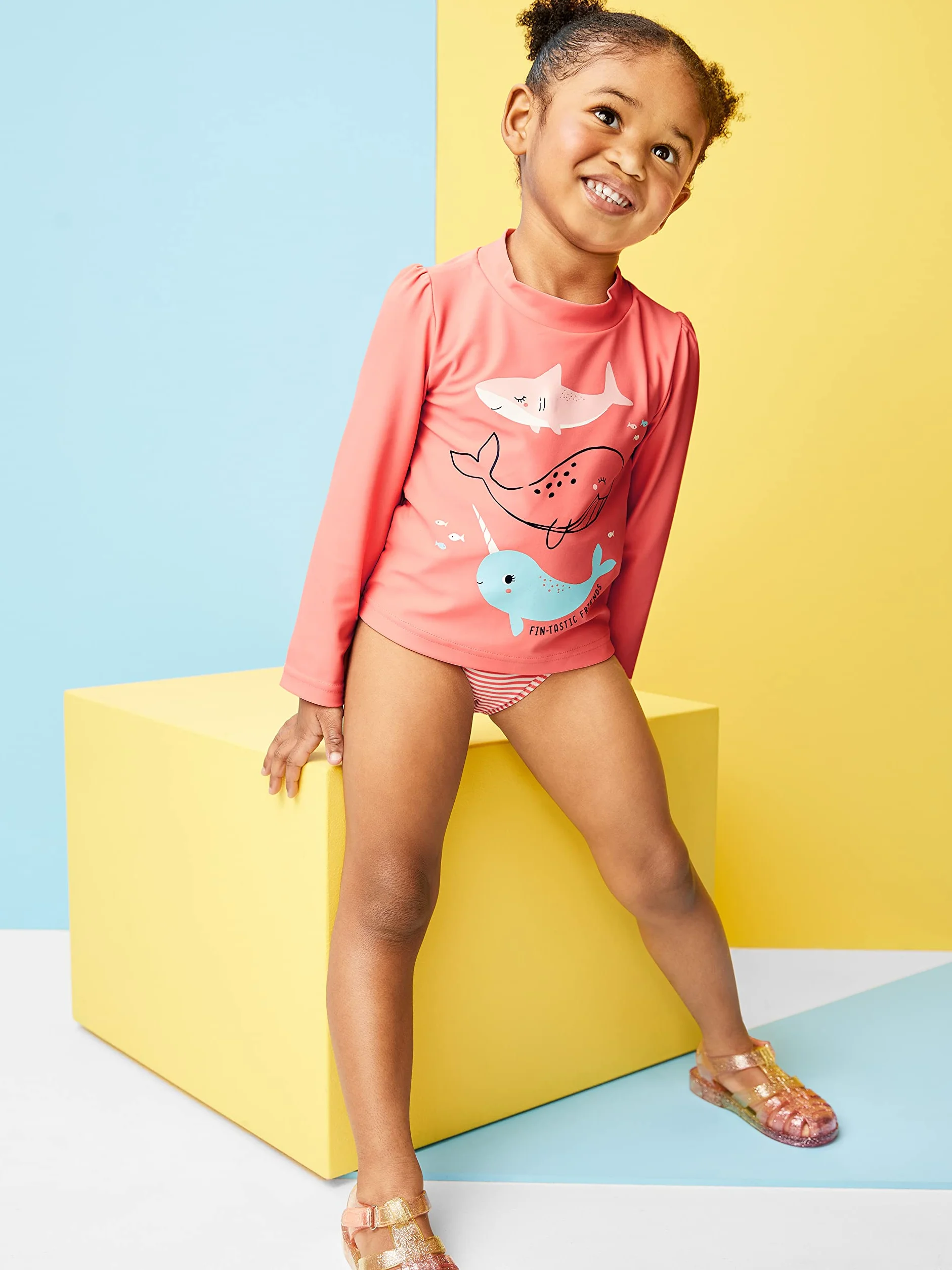 Simple Joys by Carter's 3-Piece Assorted Rashguard Sets Ensemble de Maillot dermoprotecteur Bébé Fille (Lot de 1)