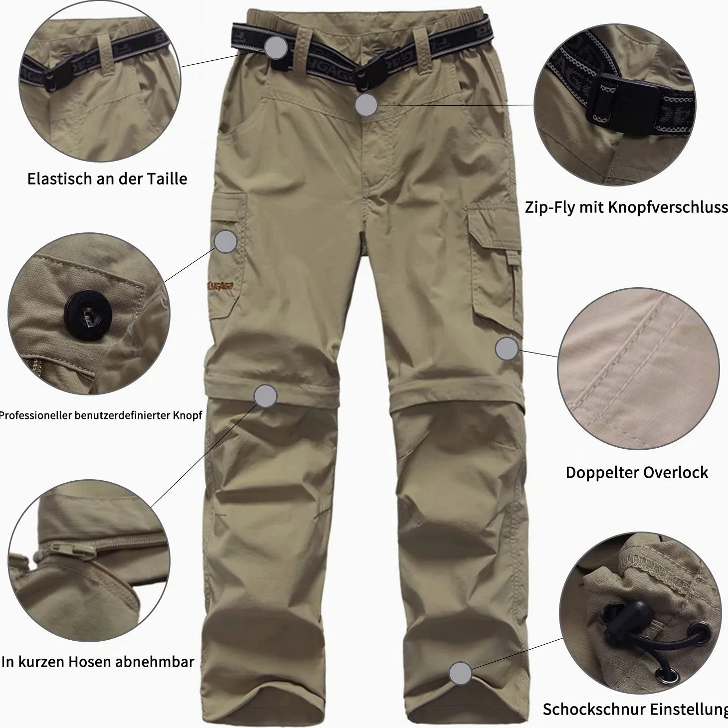 FLYGAGA Pantalon d'extérieur pour Enfants, Pantalon de Randonnée, Pantalon Cargo pour Enfants, Convertible d'escalade de Randonnée Imperméable à Séchage Rapide pour Garçon