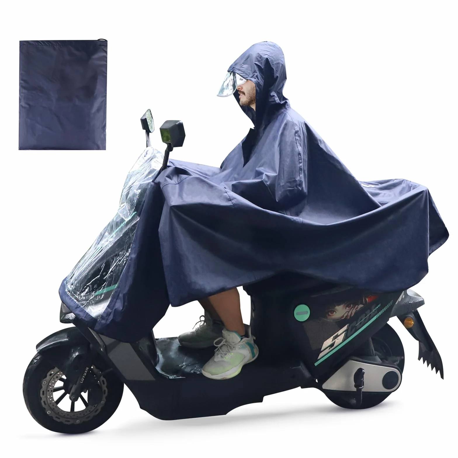 lalago Imperméable à l'eau Cyclisme Capes, Imperméable for Vélo Électrique, Poncho Pluie pour Fauteuil Roulant/Cape, Coupe-Vent à Capuche Cyclisme, Pluie Poncho Vélo
