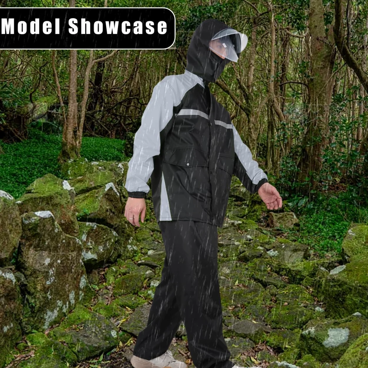 Vestes Imperméables pour Hommes, Combinaison de Pluie à Capuche Légère, Combinaison Imperméable de Moto, Veste et Pantalon Imperméables pour la Pêche, la Randonnée, le Cyclisme