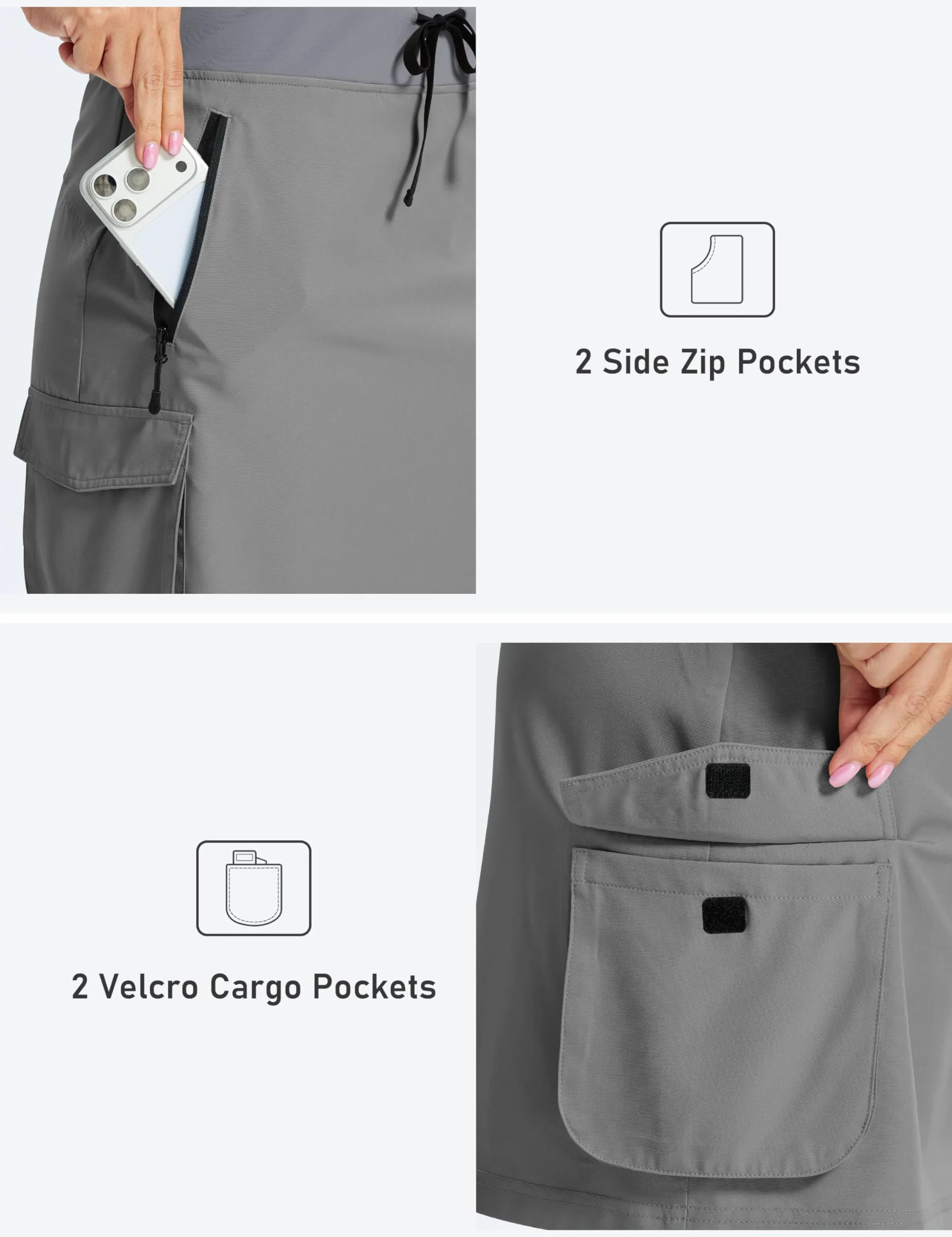 MoFiz Jupe Short Femme Randonnée Jupe de Sport aux Genoux Taille Haute Jupe avec Short été Tennis Golf Skort